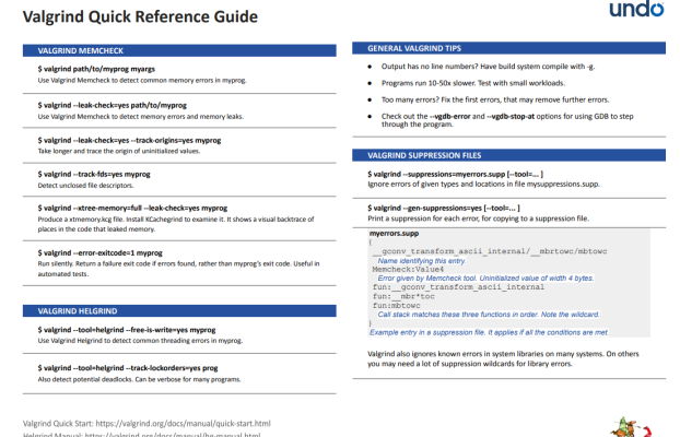 Valgrind Quick Reference Guide: How to Use Valgrind to Detect C++ Memory Leaks